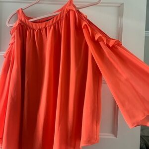 Women's Coral Off-Shoulder Top